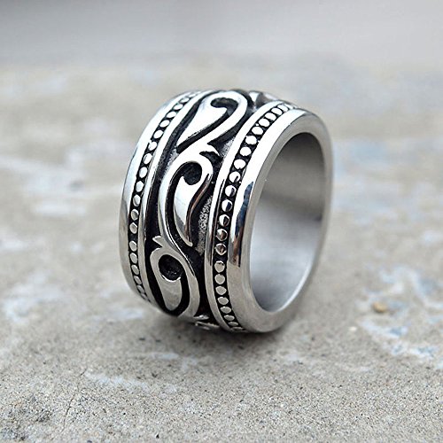 Fashion Men' Stainless Steel Celtic Thumb Ring for Biker,Gothic Punk Jewelry Ring,Vintage Large Wide Band Pinky Signet Size 7-152