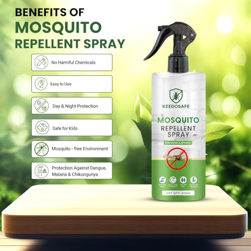 Image of Natural Mosquito Repellent Spray 250ml | DEET-Free Dengue & Malaria Protection | Lemongrass Fragrance for Home & Travel