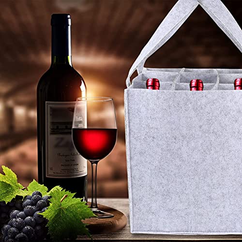 Image of GREENSHEEP 9 Bottle Wine Carrier Bag, Reusable Wine Bottle Tote Bag, Portable Wine Travel Bag with Handle for Picnic, Camping, Travel, Wine Tasting, Party (Light Grey 9 Pockets)