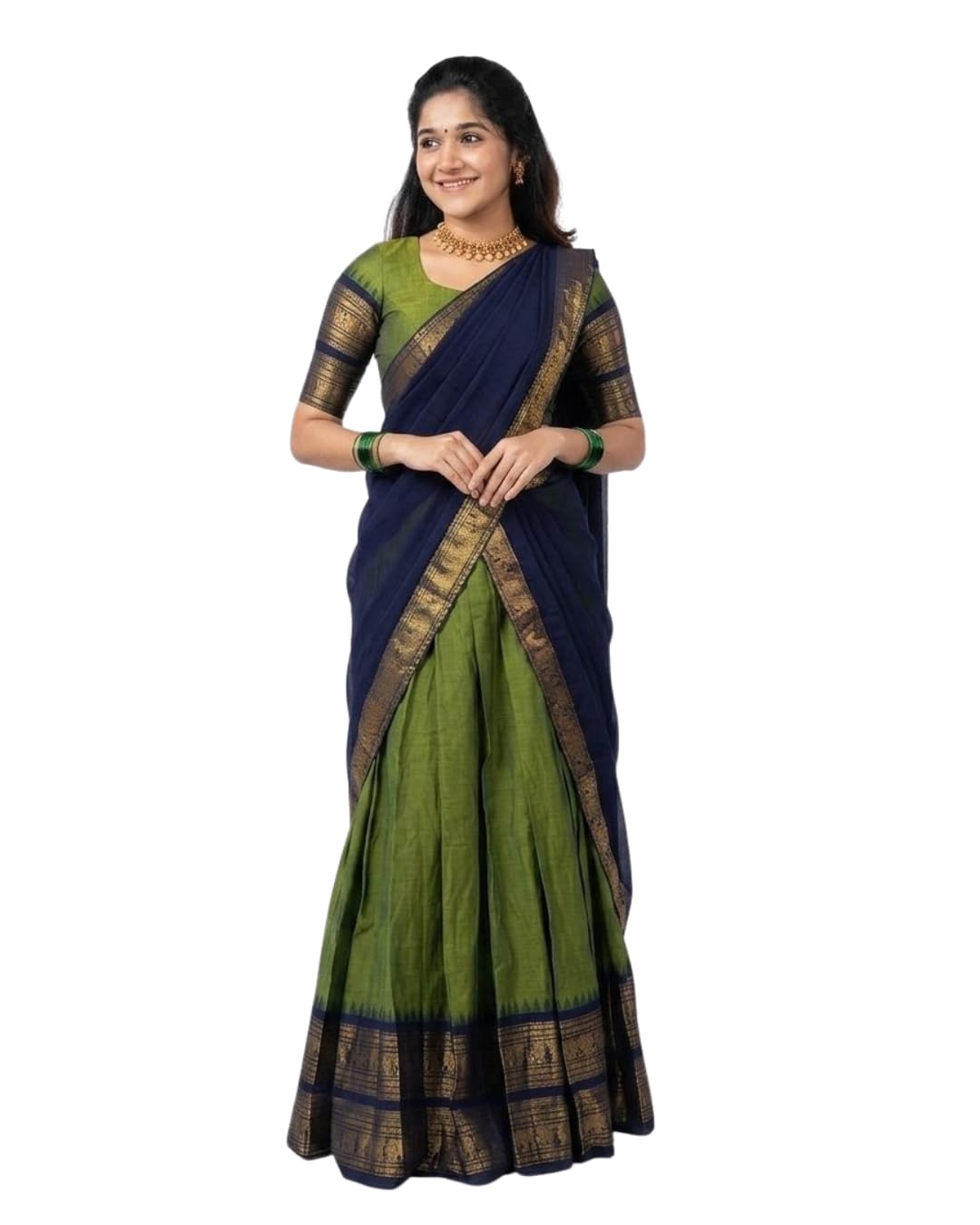 Women's Kanjivaram Silk Zari Lehenga Choli Set with Unstitched Blouse & Banarasi Silk Dupatta 3 Meter Lehenga Fabric-image-36