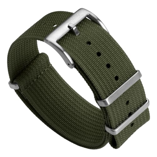 WatchGecko Ridge Military Nylon Watch Strap. Green 20mm. Rugged, Quick-Drying and Secure Replacement...