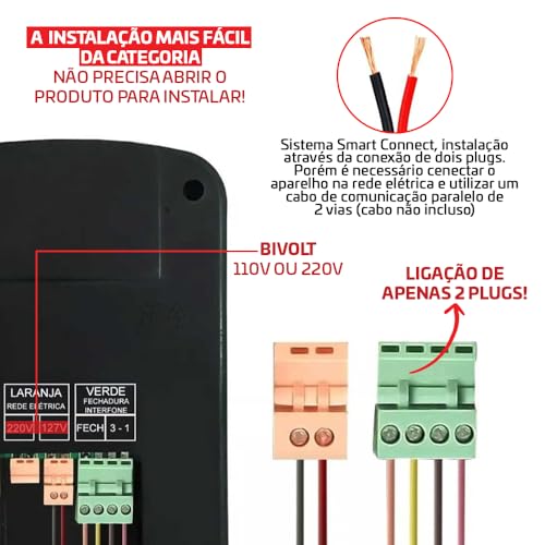Porteiro Eletrônico PT-270 Com Interfone Extensão PT-275 Protection Preto/Preto