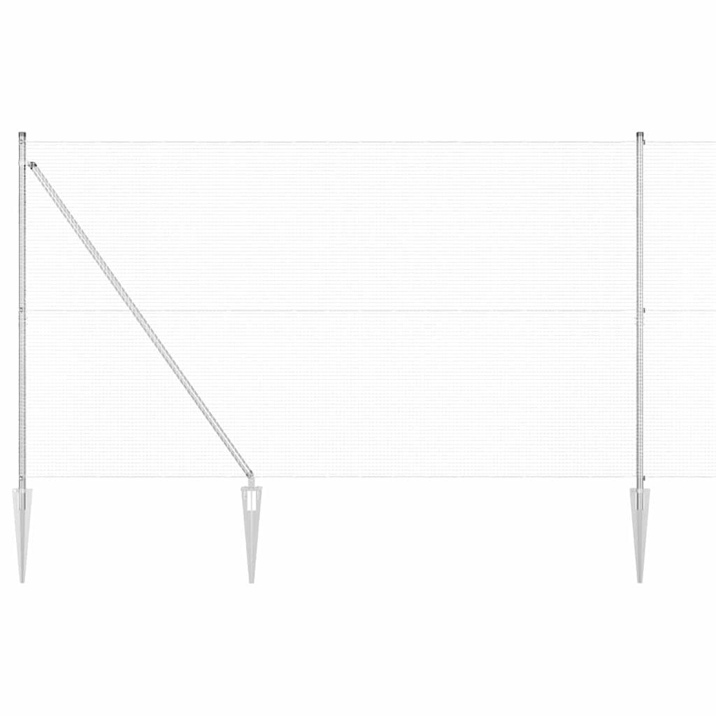Fence Post Silver 25 x 1.6 m 16 x 16 mm Mesh Steel Outdoor Garden Panel Weather Resistant Powder Coated Fence Posts for Modular Fencing and Terrace Enclosure