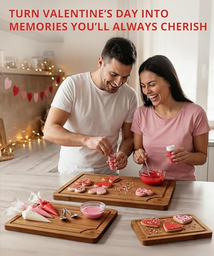 ROYAL CRAFT WOOD Premium Cutting Board Set – Carbonized Bamboo & Wooden Cutting Boards for Kitchen Meal Prep, Durable Butcher Block for Meat with Side Handles, Deep Juice Groove, Charcuterie &Chopping - Image 3