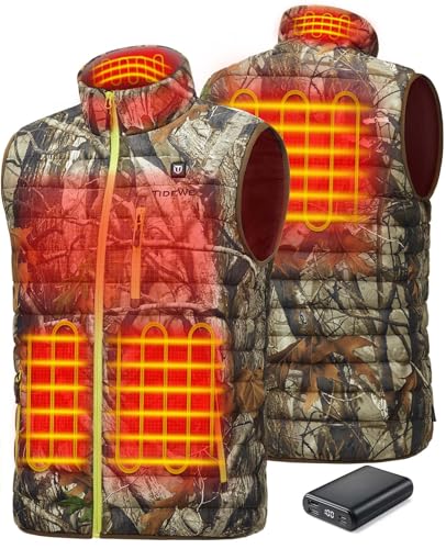 TIDEWE Men’s Lightweight Heated Vest with Battery Pack (Next Camo G2