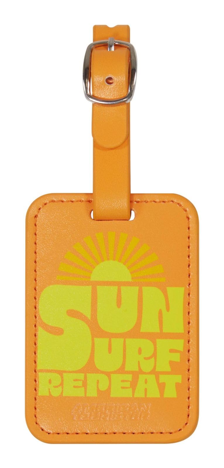 American Tourister Luggage Tags - for suitcases and Bags, with Adjustable Strap, Address Card Included, with Print, Set of 2 - Sun Surf Repeat