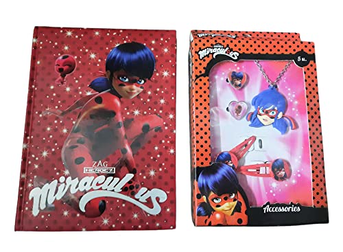 Diario escolar y conjunto de joyas y accesorios para el cabello Miraculous Ladybug Disney