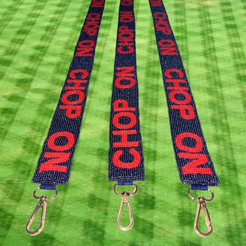 Lashicorn Atlanta Beaded Purse Strap Blue and Red Baseball Game Day Clear Handbag Replacement Strap Chop Stadium Fan Gear 49” Gold Hardware Clips for Clear Bag Sports On2