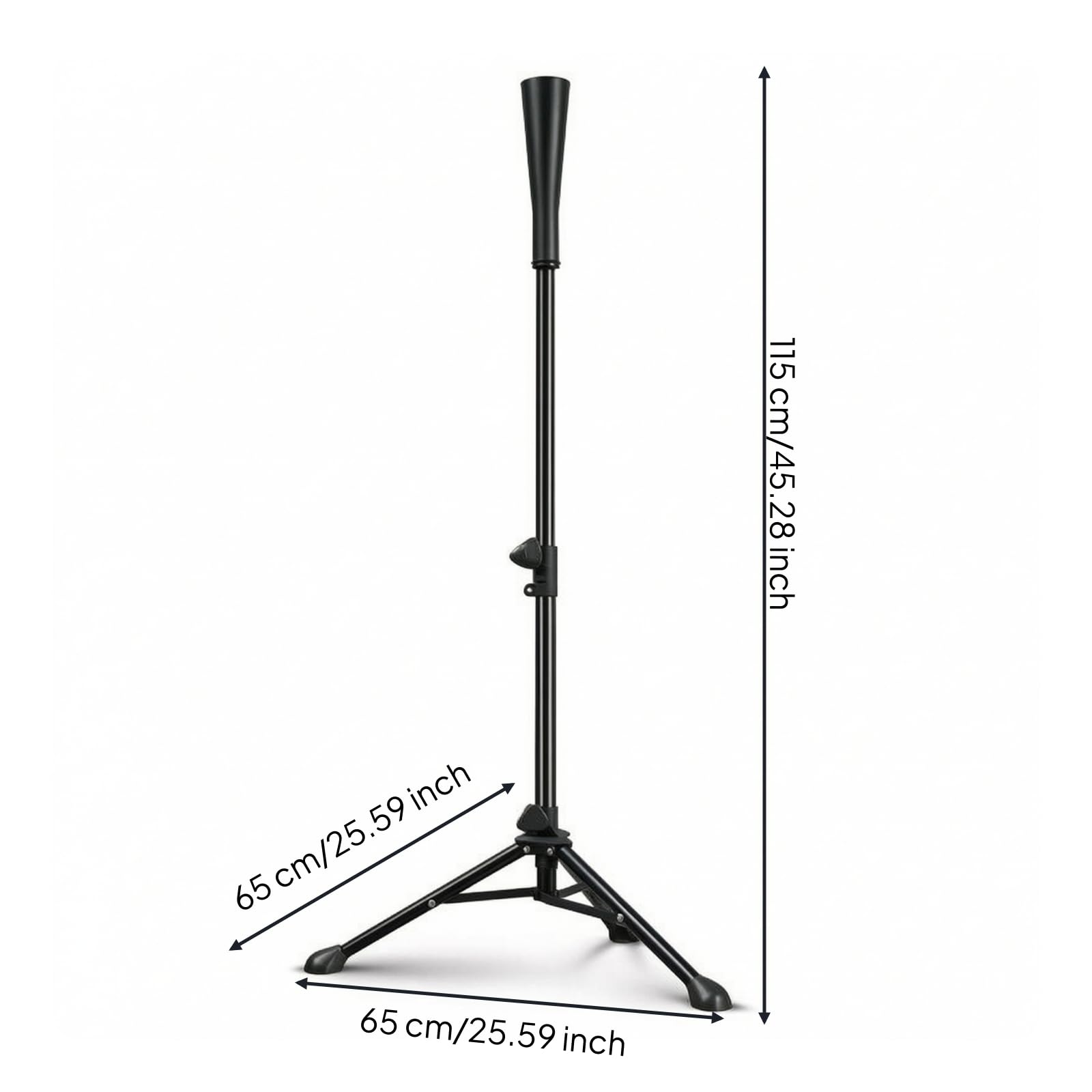 Baseball Trainingsständer Schlagtee Ballständer Schlaghilfe Trainingsgerät mit Stabilem Dreifuß Und Antirutsch-füßen Verstellbare Höhe Tragbar mit, Schwarz, Erwachsenenmodell Ausziehbar 115cm
