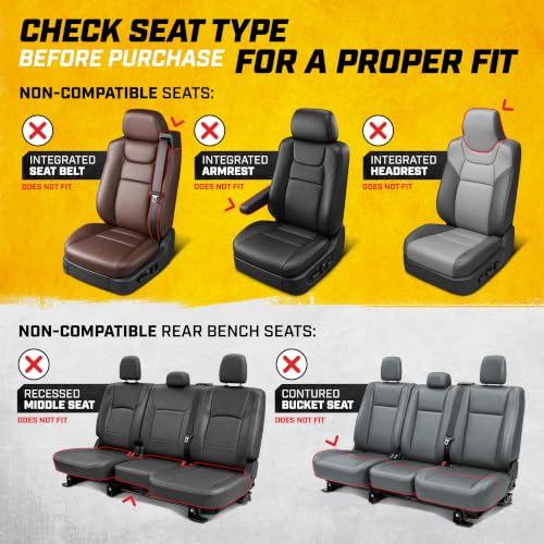 Image of CAT MeshFlex Seat Covers Full Set for Full-Size Pickup Trucks Only - Gray | Front Bucket Seat Covers & 60 /40 Split Rear Bench Protector - Interior Accessories For F-150, Silverado, Ram, Sierra & Tundra