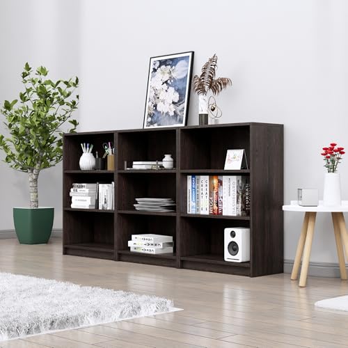 Image of Bniture Engineered Wood Bookshelf for Home | Multipurpose Wooden Book Shelf for Study Room, Home Decor Storage Rack, Showcase Organizer for Living Room, Bedroom, Office | Flower Wenge