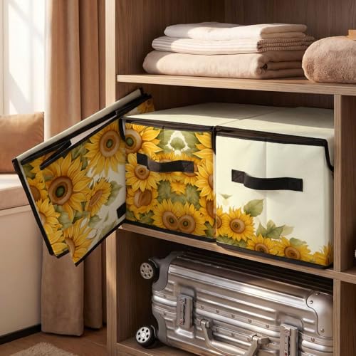 Image of Stackable Storage Bins with Lids,Closet Organizers Fabric Box for Home and Office,Blanket Clothes Organizers,Under Bed Storage Containers 3 Pack