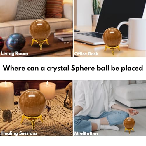 Image of Certified Peach Moonstone Crystal Ball for Meditation - Premium Crystal Vastu Items for Home and Feng Shui Items for Good Luck - Ideal for Pooja Supplies and Spiritual Practices (1.5 inch Inch)