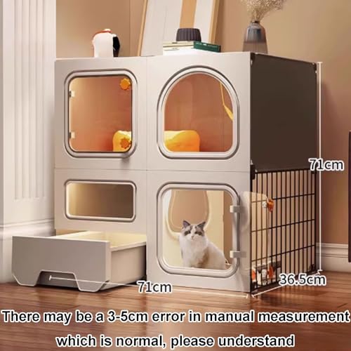 Parc d'intérieur pour chat avec couvercle supérieur et bac à litière extractible, boîtier sécurisé avec serrure améliorée