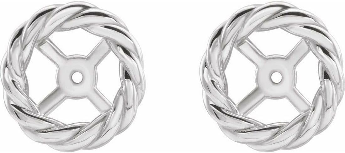 925 Sterling Silver 6mm Polished Rope Style Earrings Jackets Earring Jacket for Women