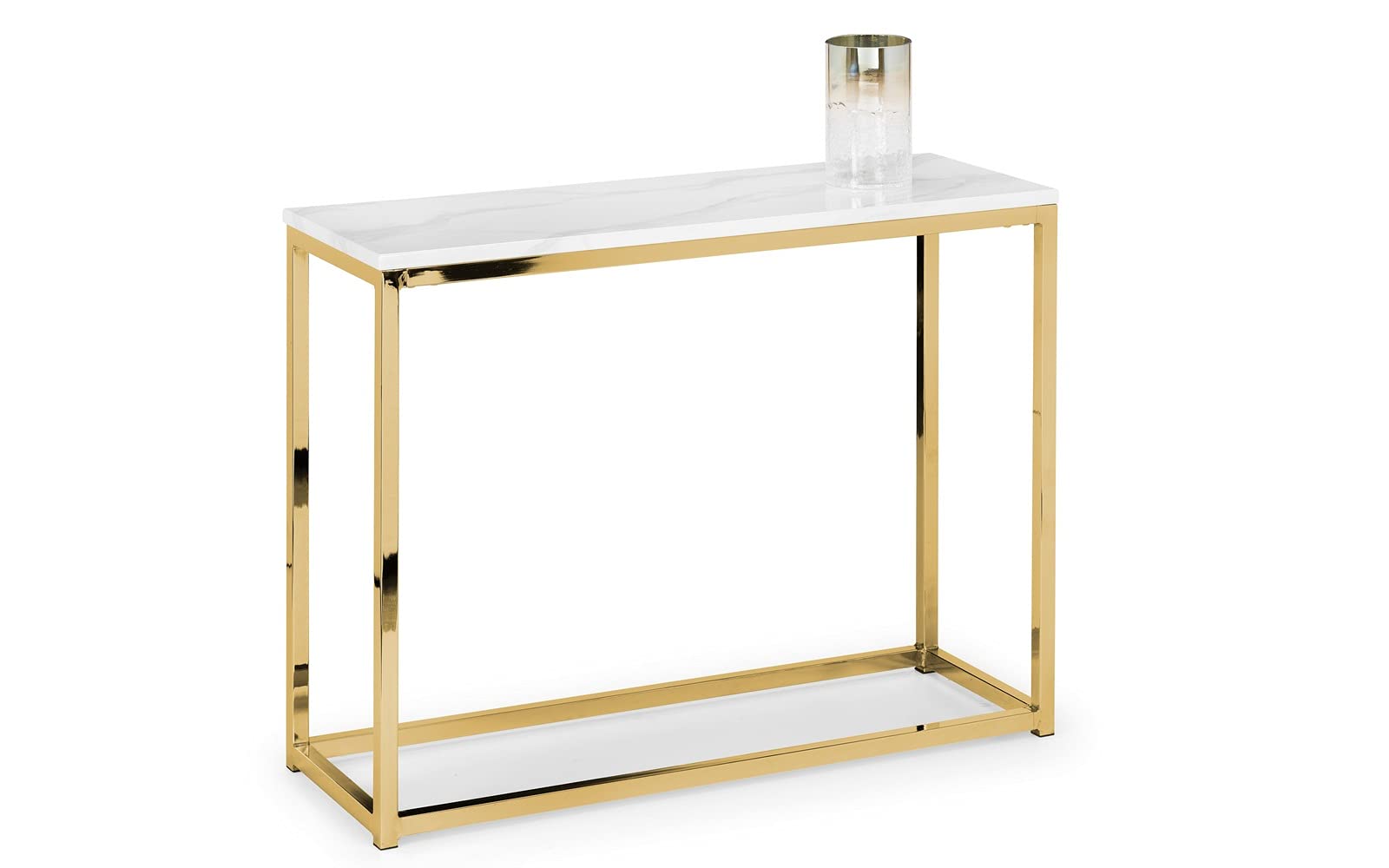 Julian Bowen Scala Console Table - White Marble & Gold Tables