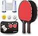 Set da Ping Pong, Set di Racchette Ping Pong,2 Racchette da Ping Pong, Rete Estensibile, 3 Palline da Ping Pong, 1 Borsa in Rete, per Principianti, Famiglie e Professionisti