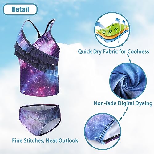 Image of Girls Tankini Swimsuits Two Piece Bathing Suit Hawaiian Ruffle Swimwear Set for Kids Girls 3-16 Years