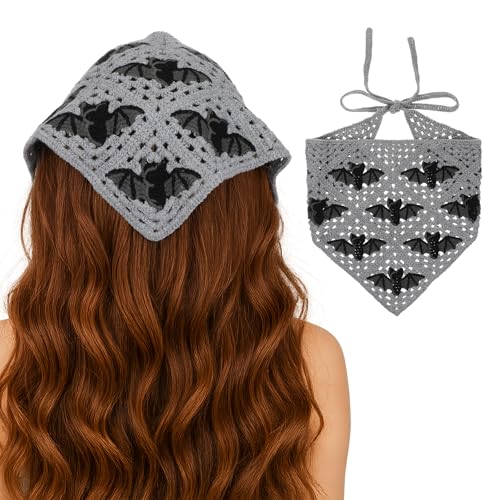 Ymapinc Bat Pattern Crochet Bandana Gothic Clothes, Goth Dec