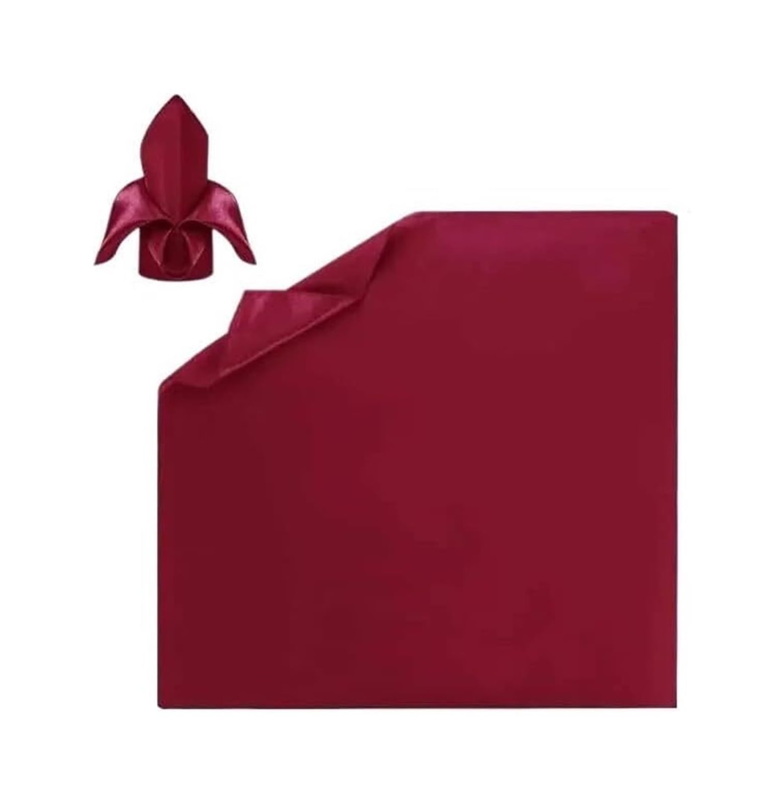 Cloth Dinner Table Napkins, Ester Satin Dinner Napkins 12 pcs 43x43 cm Multicolor(Wine Red)