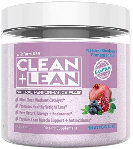 Clean+Lean Natural Performance"Plus" by FitFarm USA: Ultra-Clean Workout Catalyst + Healthy Weight Loss Blend, Lean Muscle BCAA's, and Powerful Antioxidants- 100% Non-GMO Ingredients 42 Svgs, 6.7oz