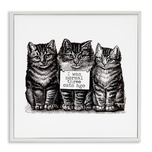 Stupell Industries Normal Three Cats Ago Phrase Monochrome Sign, Design by Amy Brinkman