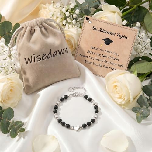 Image of Graduation & Back to School Gifts for Girls, Natural Stone Beaded Bracelet with Inspirational Quote Card, Jewelry for Daughter Granddaughter Niece Student
