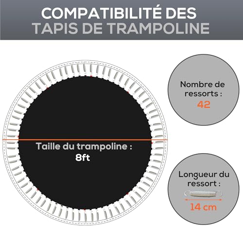 SPORTNOW Tapis de Rechange pour Trampoline Tapis de Saut de Remplacement, avec Outil de Traction à Ressort et Crochets en V (Ressort Non Inclus) – Image 4
