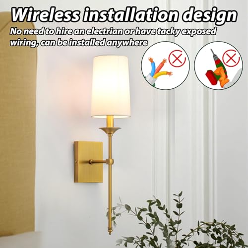 Image of Battery Operated Wall Sconce Set of 2,Cordless Wall Sconce with Dimmable Bulb and Remote,Rechargeable 15 Colors Wall Lamp for Bedroom Living Room Hallway