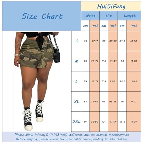 Huisifang Women'S Novelty Shorts Skirt Camo Print Cargo Shorts Split Front Skinny Shorts thumb #5