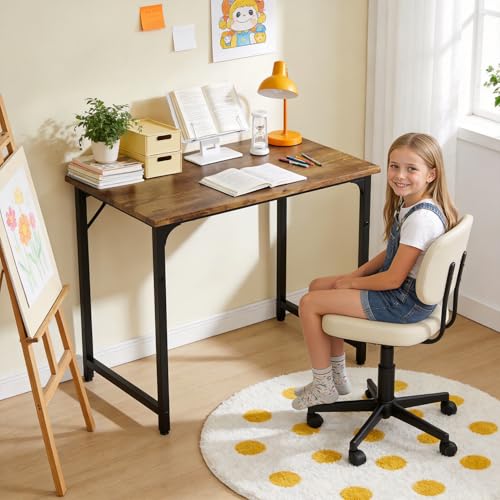Image of BestOffice Computer Desk,Home Office Desk, Modern Simple Style for Home Office Study Writing (Brown, 32 Inch)