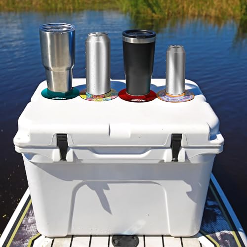 Image of Lil Sucker Fade Suction Rings | Suction Cup Holder Anti-Spill Can Drink Support for Boats, Trucks, ATVs | Secure Your Drinks and Prevent Spills with Our Non Slip Coaster Red Fade Pack of 2