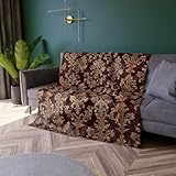 Velvet Blanket, Baroque Damask Blanket, Decadent Gift, Victorian Throw, Home Decor, Cozy Throw, Elegant