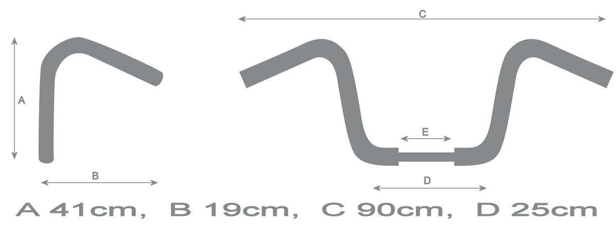 Manubrio da moto alto 40,6 cm, diametro 25 mm, finitura cromata