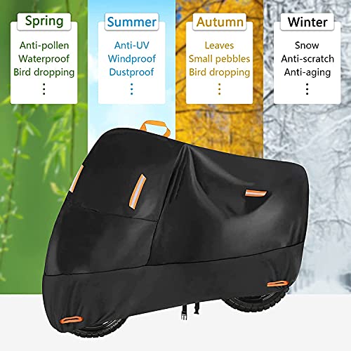 300D Oxford Heavy Duty Motorcycle Cover, Dirt Bike Cover, 96 Inch Xl For Adventure Cruiser Street Sport Touring - Tear Proof Night Reflective Lock Holes Waterproof Impermeable Outdoor Protect #TOP4