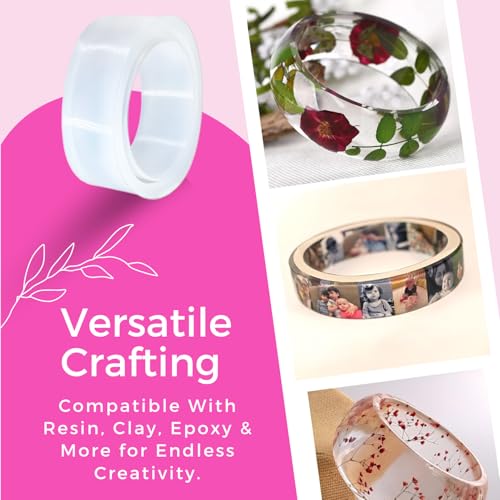 Image of Oytra Resin Bangle Making Kit with Moulds and Tools Crystal Clear High Gloss Liquid Mica Powders Dry Flowers Art Craft for Beginners