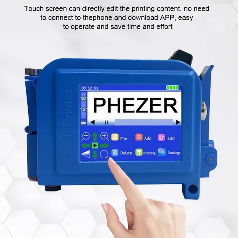 Stampante portatile, Mini stampante a getto d'inchiostro ad asciugatura rapida, altezza di stampa 2-12,7 mm, schermo touch completo, HD, codice QR