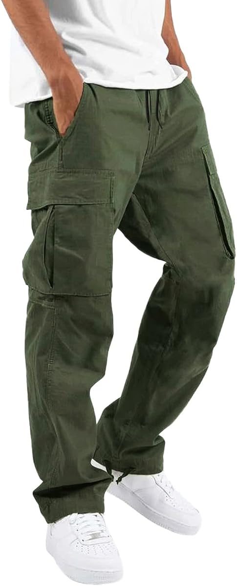 Pantalones cargo para hombre con cordón, pantalones de senderismo informales, pantalones deportivos, pantalones deportivos sueltos de algodón, pantalones de chándal rectos para hombres