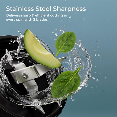 Image of Lifelong Nutri Blender with 2 Jars (300ml, 500ml) | 450W Motor, 2 SS Blades(4 & 2 Leaf), 2 Lids(Strong & Sprinkler), Leak Proof Jars for Blending, Mixing, & Grinding Juice, Smoothie, Chutney, & Masala