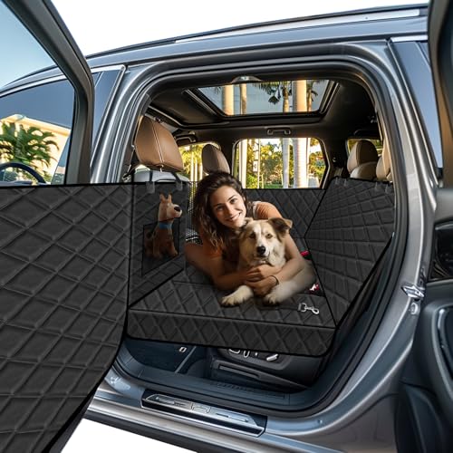 Vinstatin Coprisedile per cani con fondo rigido, coperta per cani, copertura posteriore per auto, sedile posteriore, impermeabile, antigraffio, antiscivolo, protezione laterale e finestra per auto,