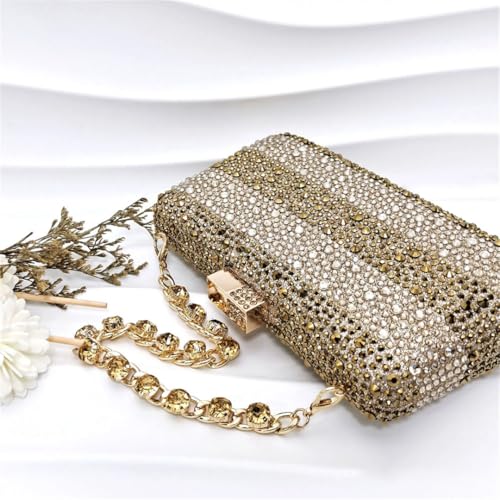 Women's Gold High Heels and Bag Set Hollow Rhinestone High Heel Wedge Shoes Matching Bag4