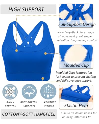 Image of RUNNING GIRL Sports Bra for Women High Support,Strappy Running Supportive High Impact Sports Bras with Sewn in Pads