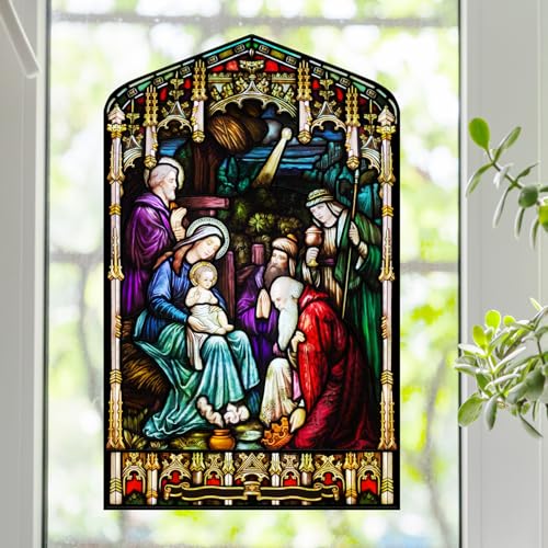 Christmas Nativity Wise Men Stained Glass Window Film (22.3
