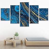 SIGNWIN 5 Panel Canvas Wall Art Modern Art Abstract Brushstroke Contemporary Edgy Mixed Media Multicolor for Home Decorations Ready to Hang - 60