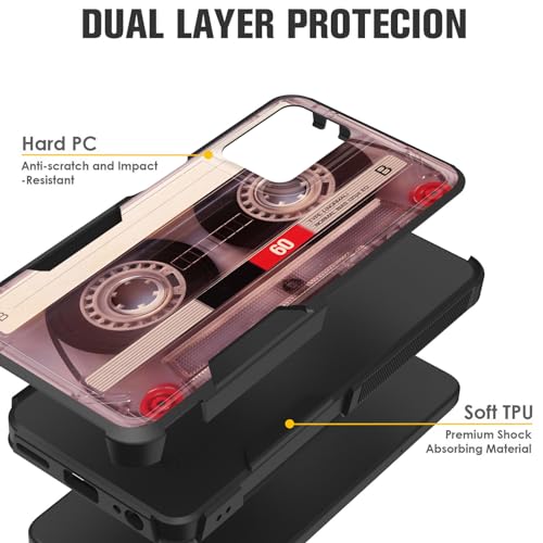 CICPLKSE for Moto G Play 4G 2024 Case,Dual Layer Heavy Duty Hybrid Shockproof Hard PC Soft Silicone TPU Bumper Protective Cover Case for Motorola Moto G Play 4G 2024,Cassette Tape - image 2