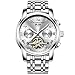 Produktbild rorios Herren Automatik Mechanisch Armbanduhr Edelstahl Metallarmband Tourbillon Kalender Leuchtend Zeiger Multifunktionen Armbanduhr Wasserdicht Uhr