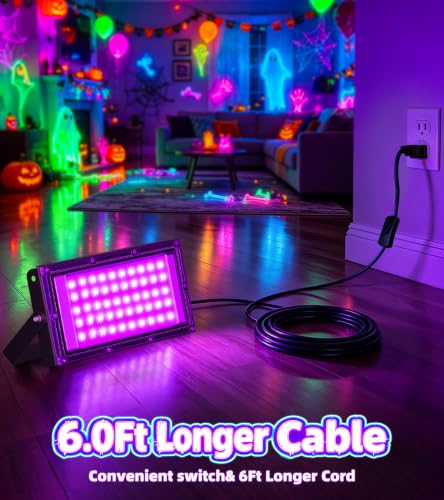 Image of TigQiang 50W 8 Pack Black Light, Blacklight Glow Party Supplies Halloween
