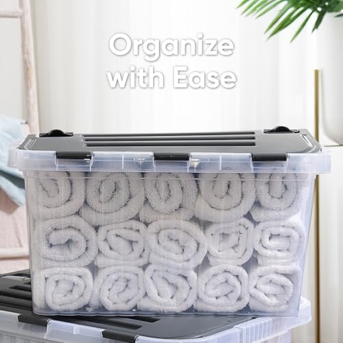 Image of Superio Storage Bins with Lids, Clear Plastic Containers for Organizing, Stackable Totes, BPA Free, Odor Free, Organizer Boxes for Home, and Dorm, 35 Quart (4 Pack, 20.25 inchx14 inchx10.5 inch)