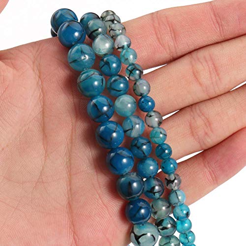 Blue Dragon Black Vein Agate Beads For Jewelry Making Natural Round Loose Beads Crystal Energy Stone Healing Power 8Mm, 1 Strand 15 Inch (45-48 Pcs) #TOP1
