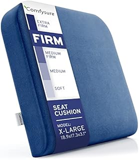 ComfySure Extra Large Wheelchair Seat Cushion - Firm Memory Foam Chair Pad for Wheelchair, Recliner, Office, Car & Bariatric Overweight Users 19”x18”x3”